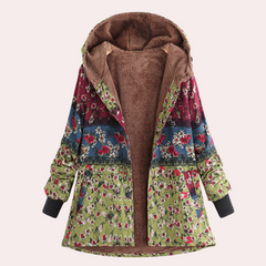 Valerie - Floral Print Fleece Lined Jacket — Green