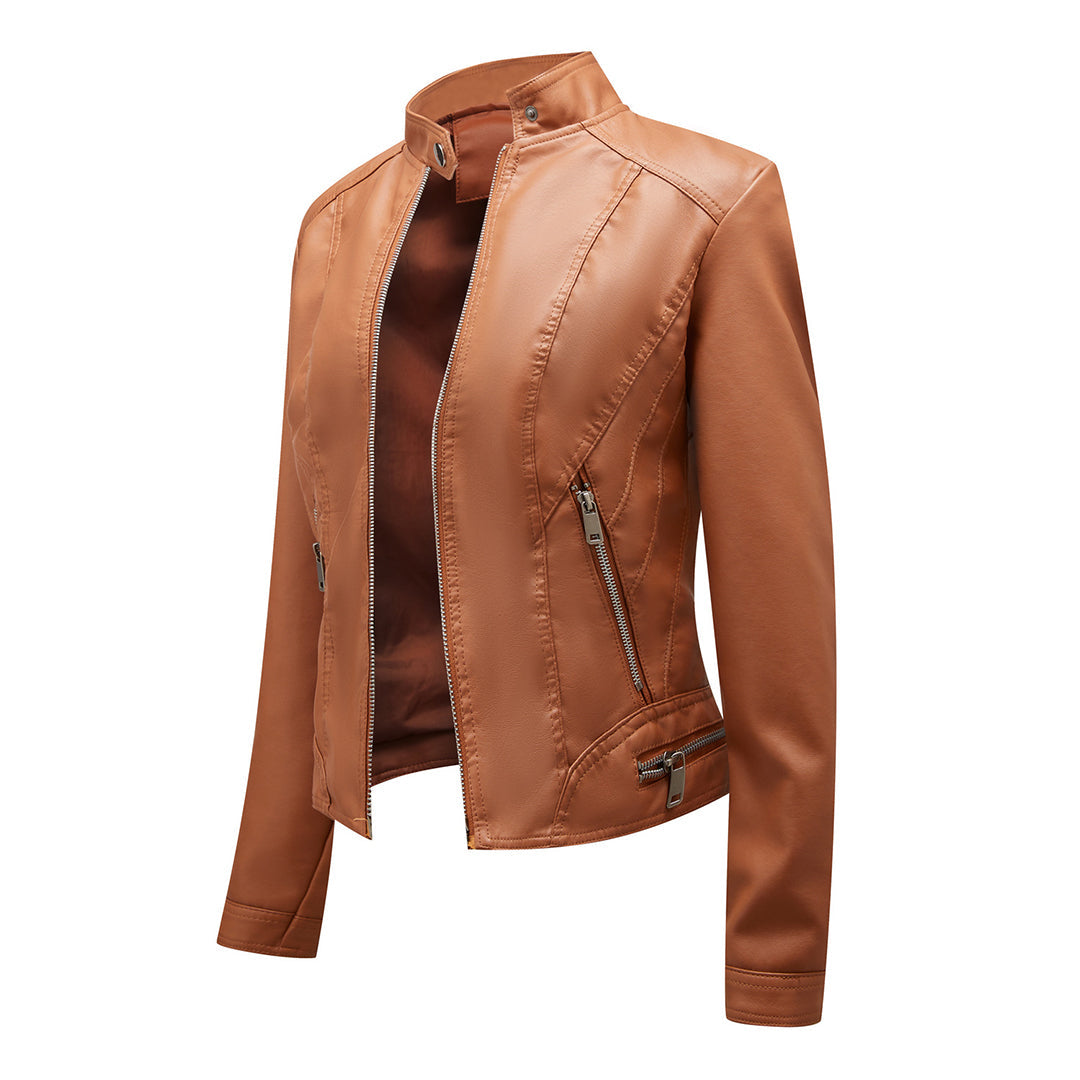 Colette - Faux Leather Zip Jacket