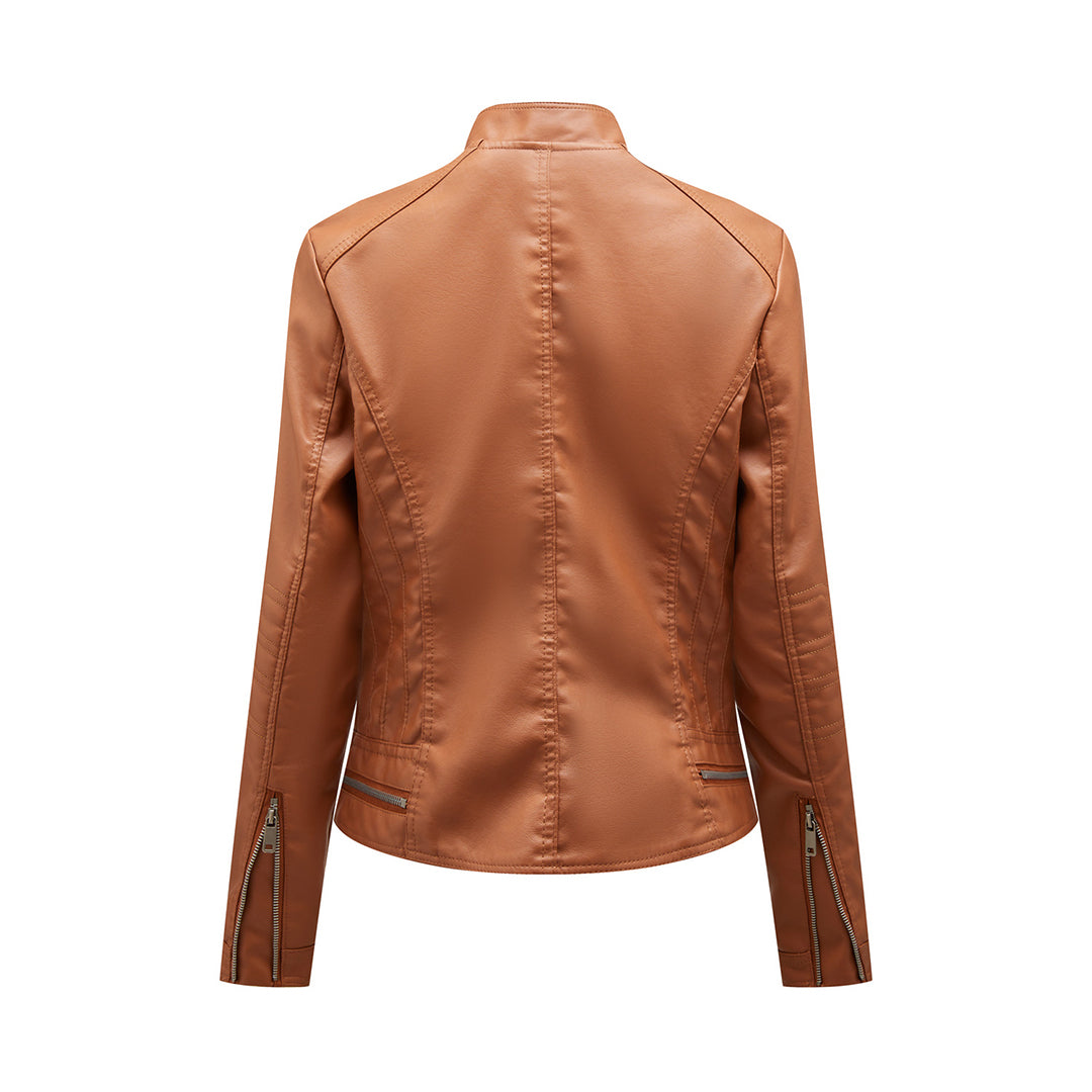 Colette - Faux Leather Zip Jacket