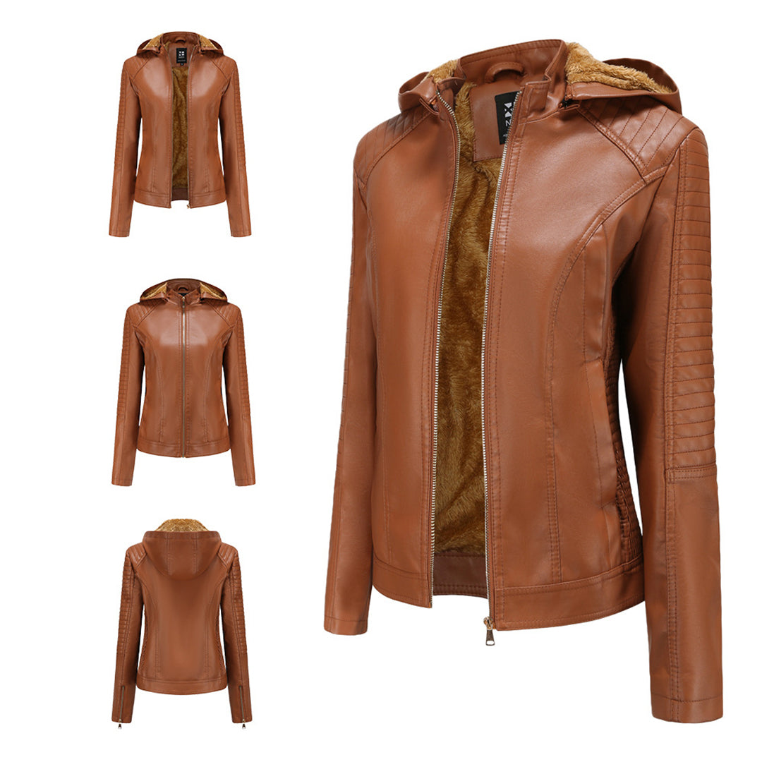 Roxanne - Hooded Faux Leather Jacket