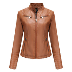 Alberta - Faux Leather Moto Jacket — Camel
