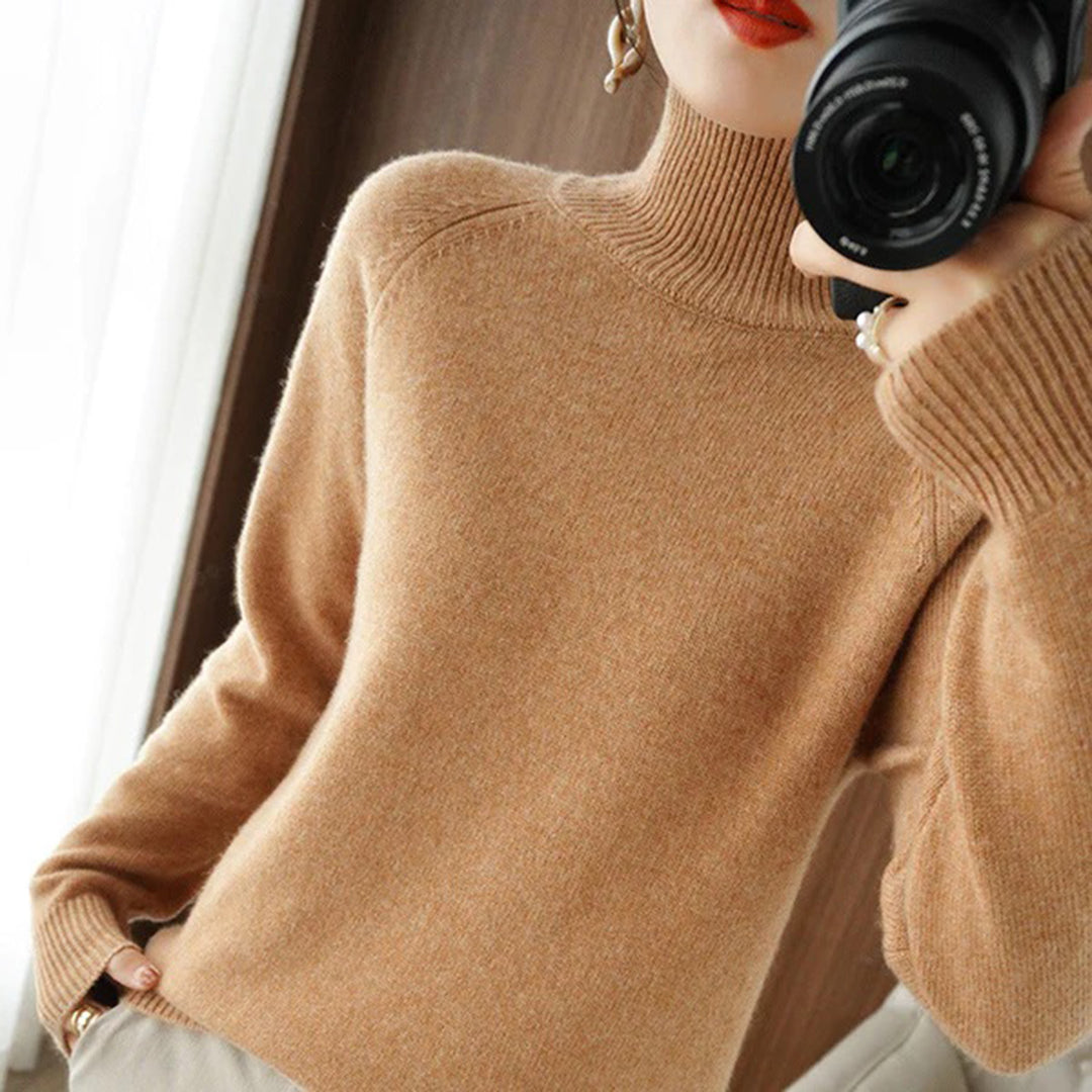 Astrid - High Neck Jumper — Camel