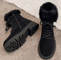 Deborah - Boots with Faux Fur Cuff — Black