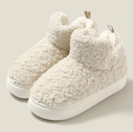 Lottie - Teddy Fleece Ankle Boots — Beige