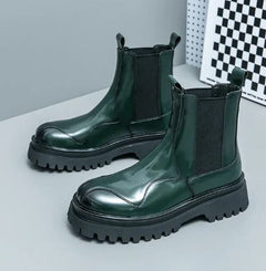 Bethany - Patent Chelsea Boots — Grün