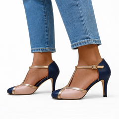Augusta - Gold Trim T-Bar Heels