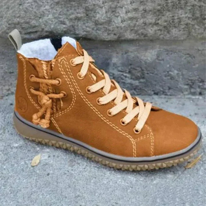 Johanna - Canvas Lace up High Tops — Brown