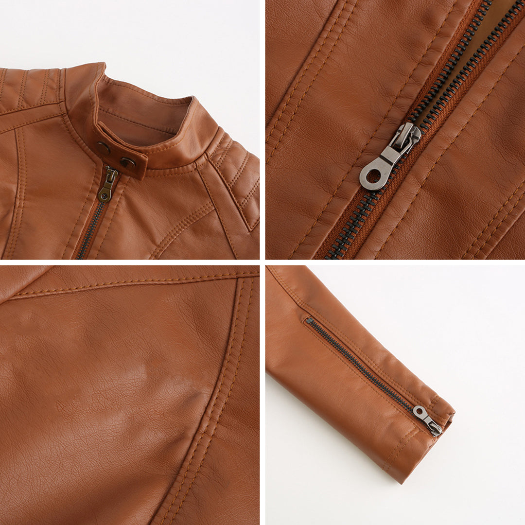 Natalie - Faux Leather Biker Jacket