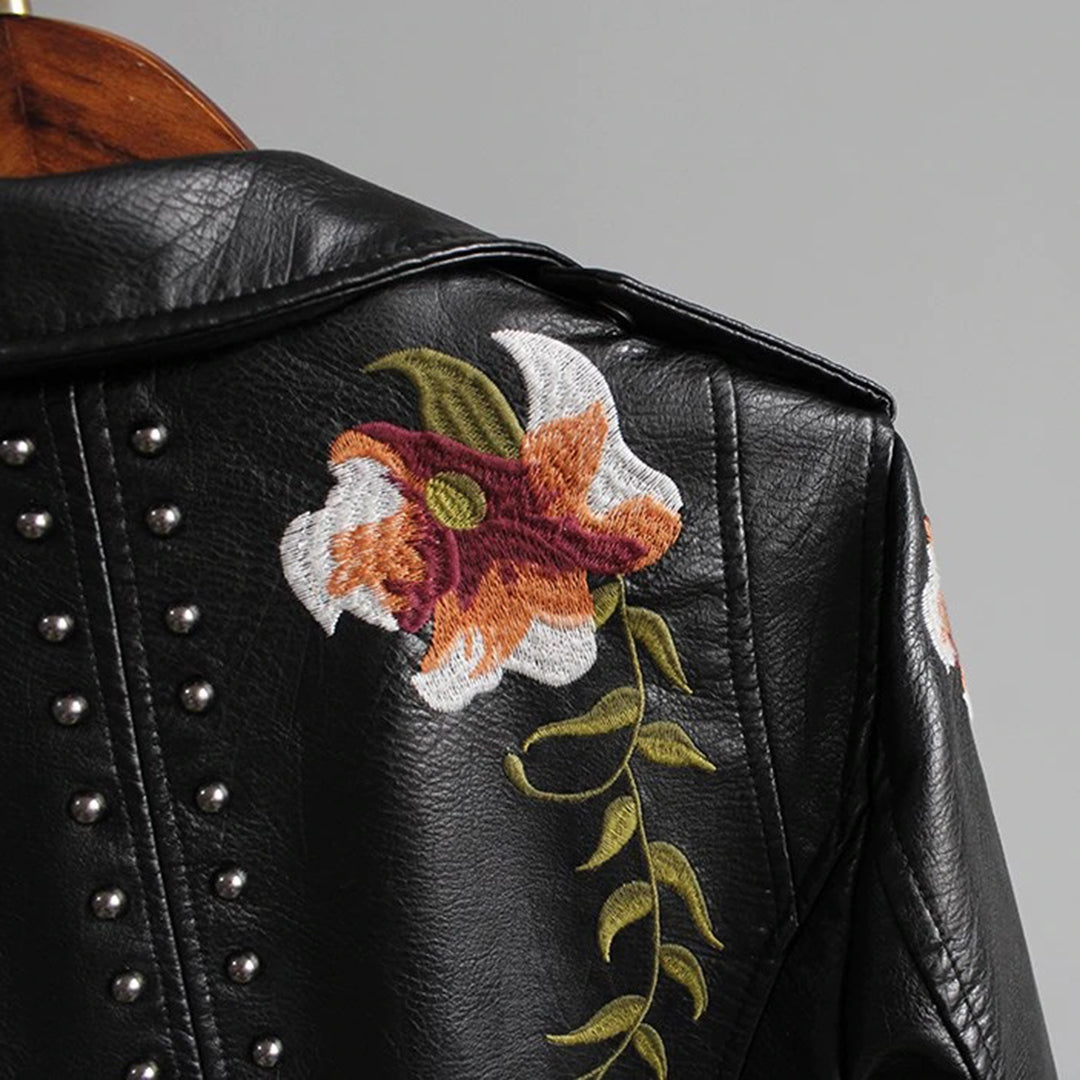 Coretta - Embroidered Biker Jacket