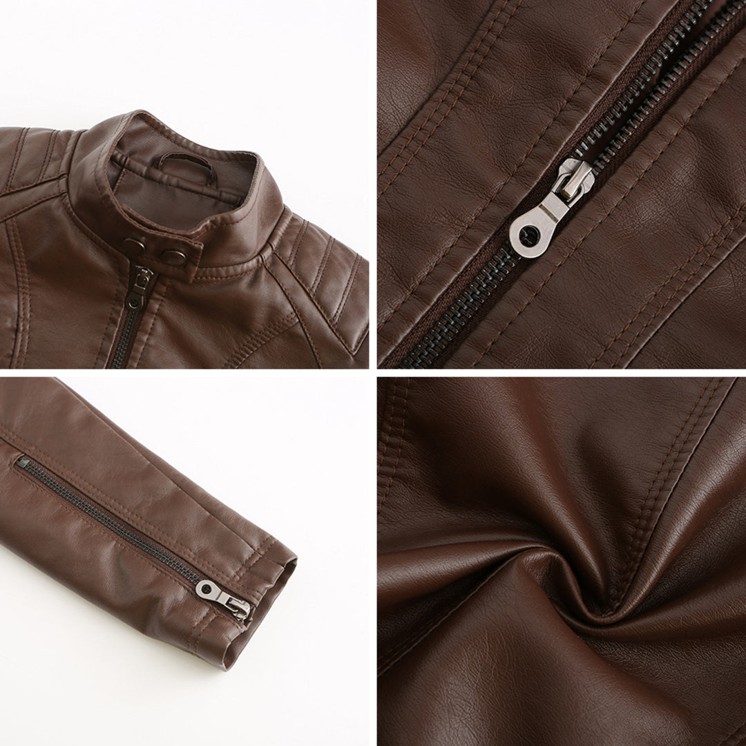 Natalie - Faux Leather Biker Jacket