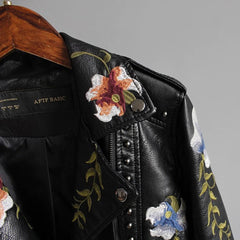 Coretta - Embroidered Biker Jacket