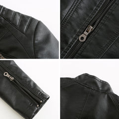 Natalie - Faux Leather Biker Jacket