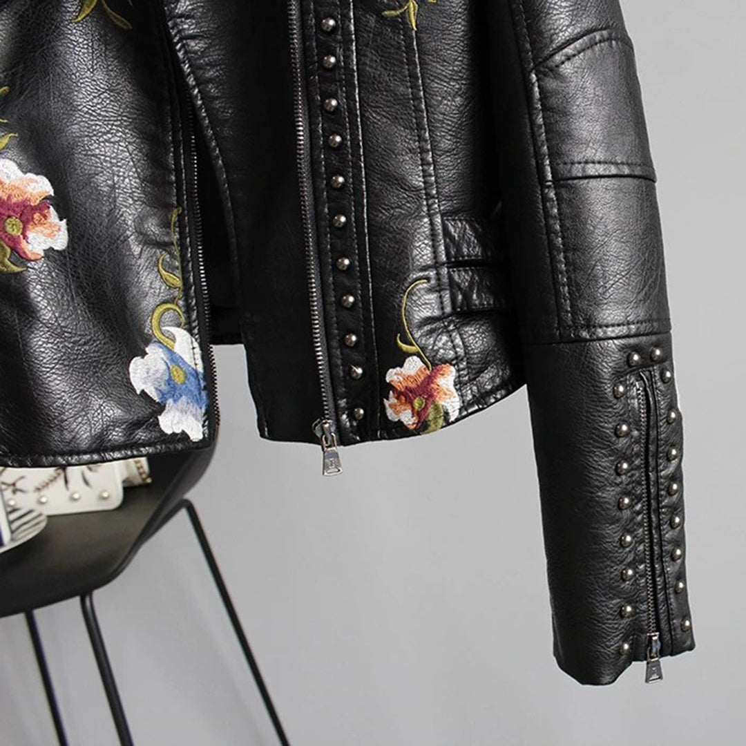 Coretta - Embroidered Biker Jacket