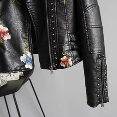 Coretta - Embroidered Biker Jacket