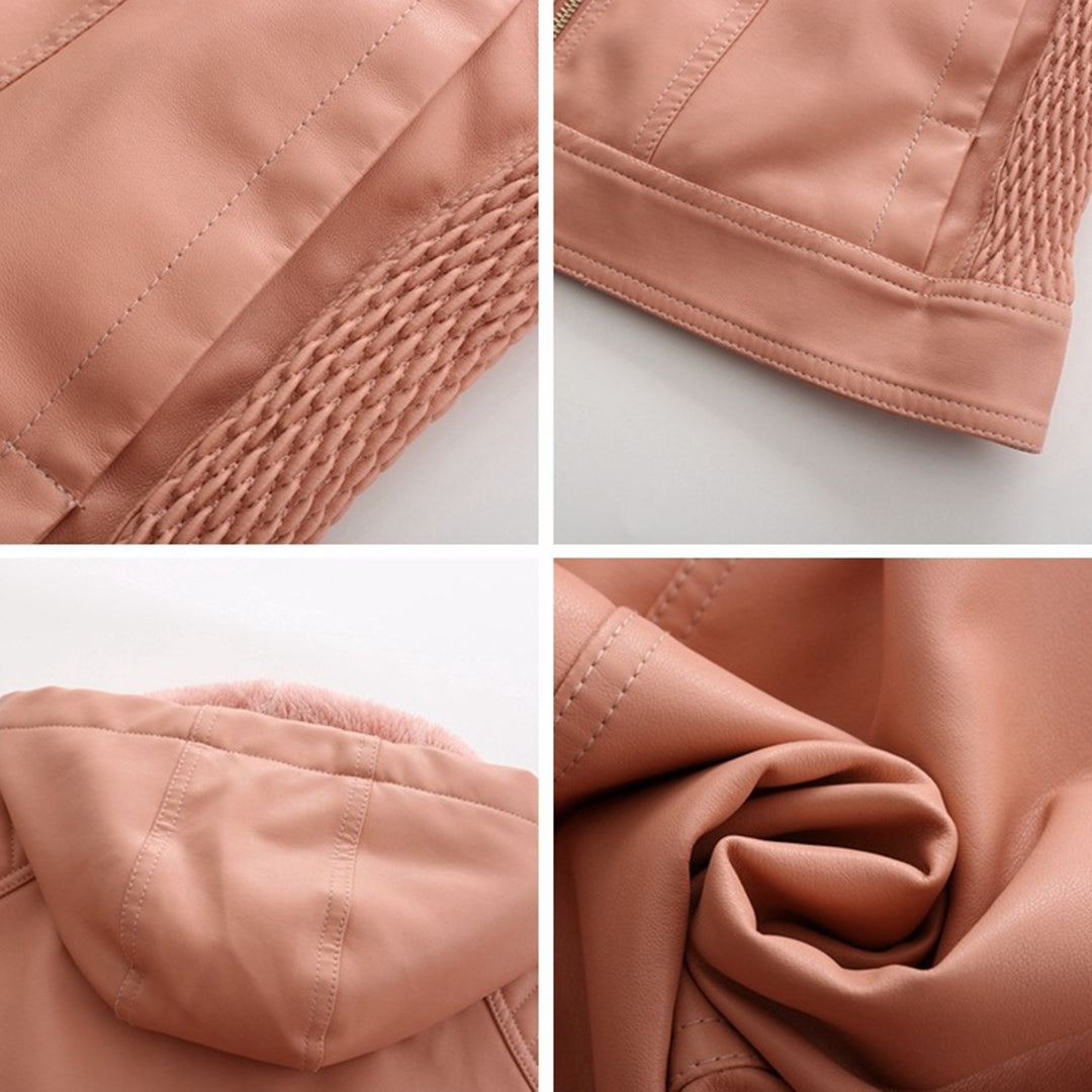 Roxanne - Hooded Faux Leather Jacket