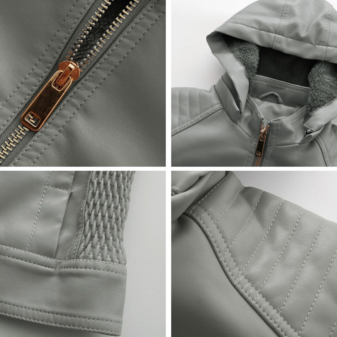 Roxanne - Hooded Faux Leather Jacket