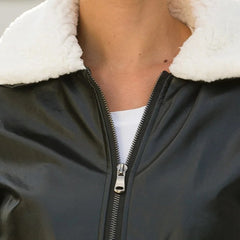 Shannon - Leather Bomber with Sherpa