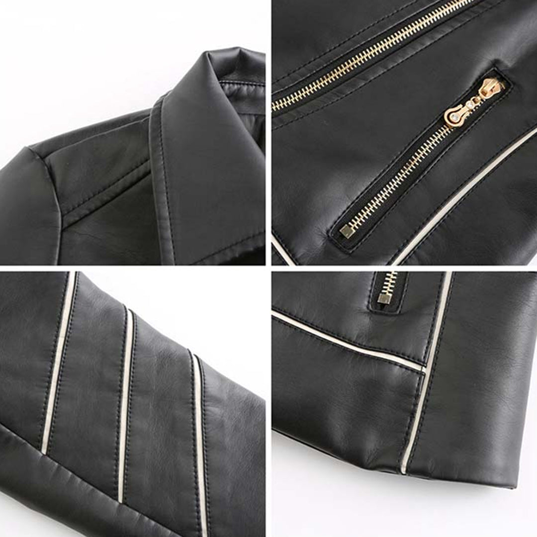 Paulette - Studded Leather Biker Jacket