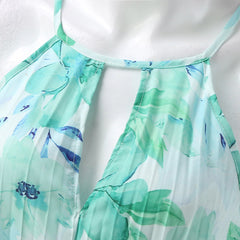 Sasha - Floral Pleated Halter Maxi