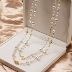 Ffion - Pearl Station Gold Necklace