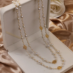 Ffion - Pearl Station Gold Necklace