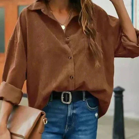 Kelsey - Corduroy Button Shirt — Coffee