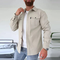 Clarence - Cotton Overshirt with Pockets — Cream