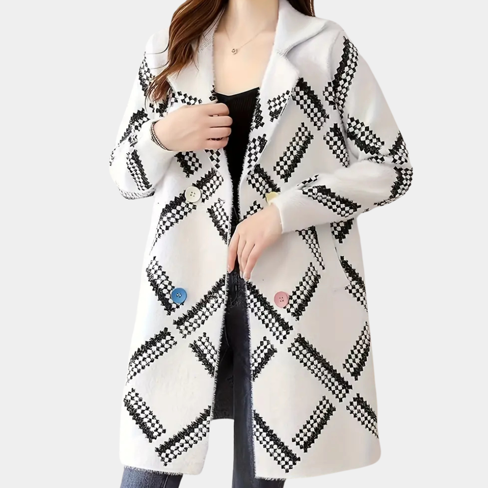 Bridget - Argyle Print Long Coat