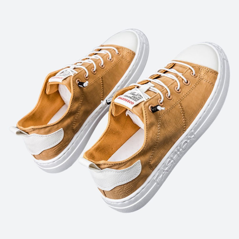 Zachary - Canvas Lace up Trainers — Yellow
