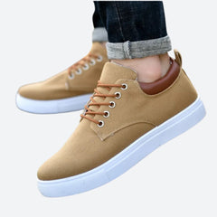 Daniel - Canvas Sneakers with Tan Heel — Khaki