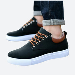 Daniel - Canvas Sneakers with Tan Heel — Black