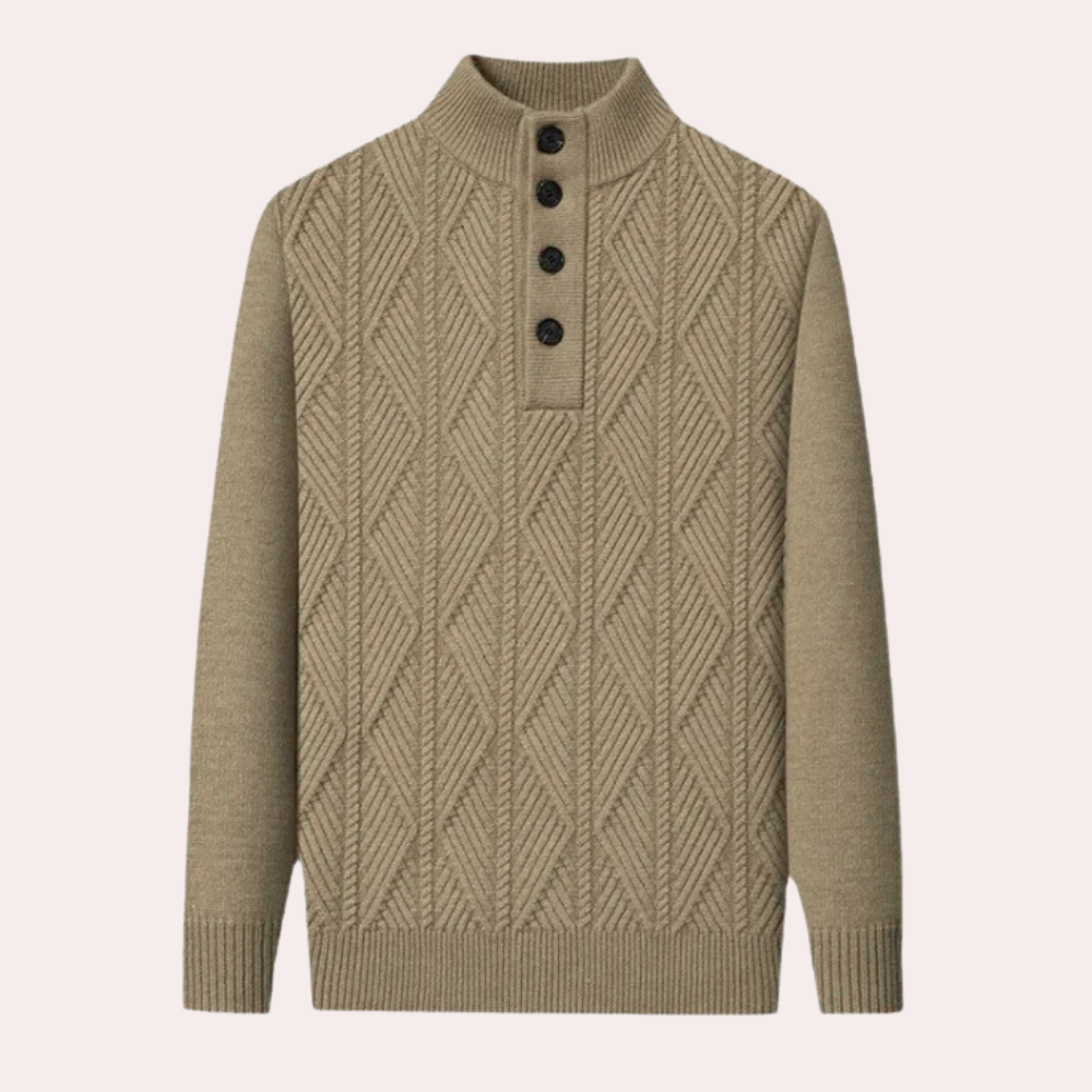 Michael - Cable Knit Henley Jumper