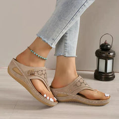 Anastasia - Toe Post Comfort Sandals — Beige