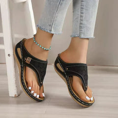 Anastasia - Toe Post Comfort Sandals — Black