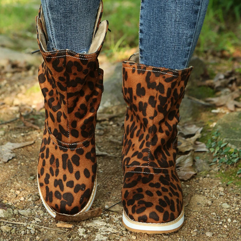 Cynthia - Suede Boots with Buttons — Orange