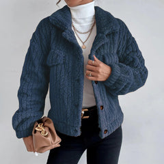 Eileen - Teddy Button Jacket — Dark blue