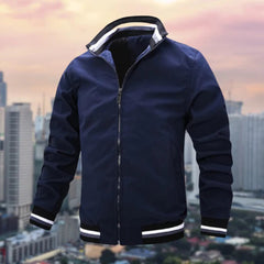 Richard - Varsity Bomber with Stripes — Navy blue