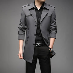 Quentin - Double Breasted Trench Coat — Dark grey