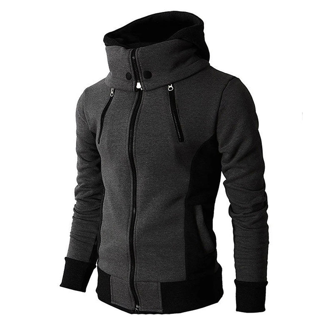 Sullivan - Asymmetric Zip Hooded Jacket — Dark grey