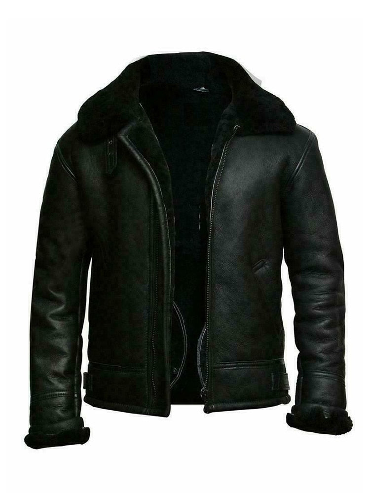 Dean - Shearling Aviator Coat — Black