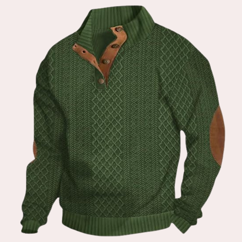 Terence - Jumper with Elbow Patches — Green