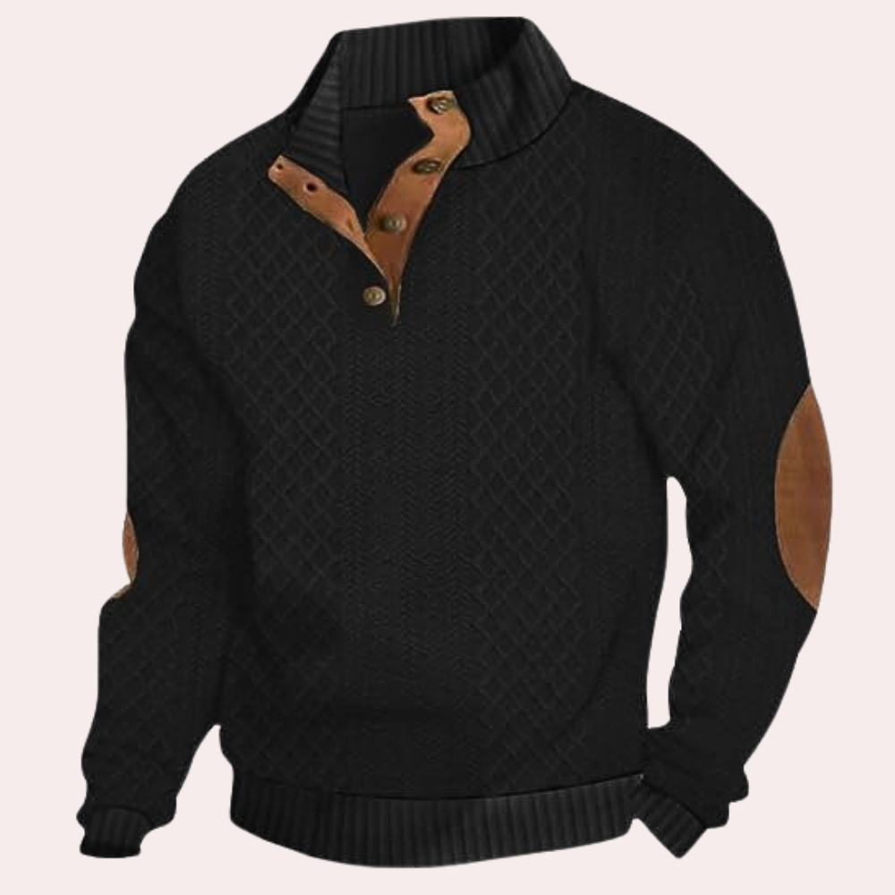 Terence - Jumper with Elbow Patches — Black