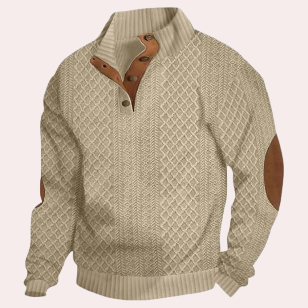 Terence - Jumper with Elbow Patches — Khaki
