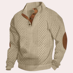 Terence - Jumper with Elbow Patches — Khaki