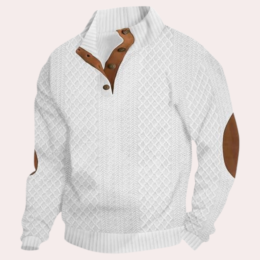 Terence - Jumper with Elbow Patches — White