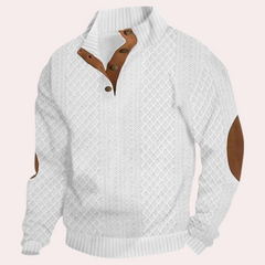 Terence - Jumper with Elbow Patches — White