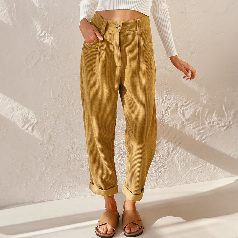 Grace - Corduroy Tapered Trousers — Sunbeam Yellow