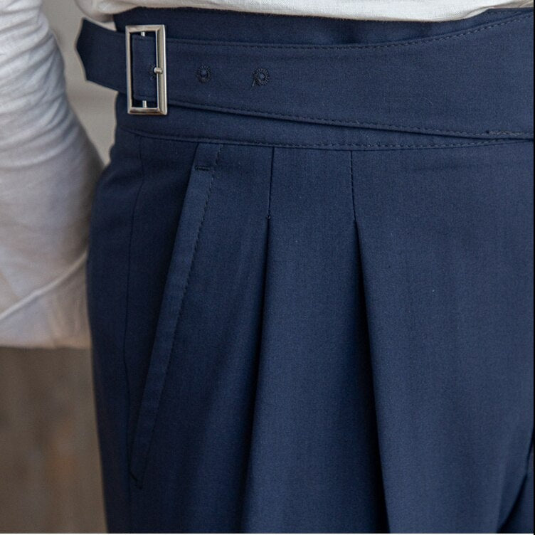 Ashton - Pleated Trousers with Buckle
