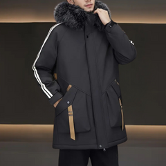 Mervyn - Parka with Side Stripes — Brown