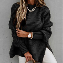 Philippa - Waffle Knit Oversized Jumper — Black